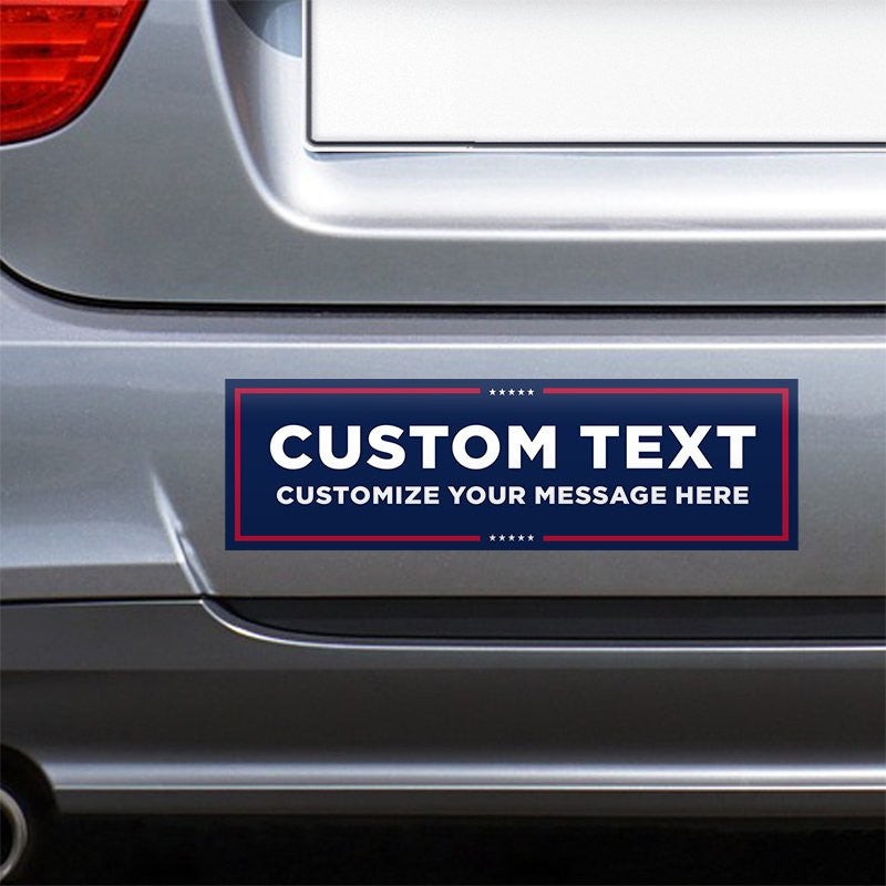 MAGA Custom Trump Bumper Sticker on the bumper of a gray car