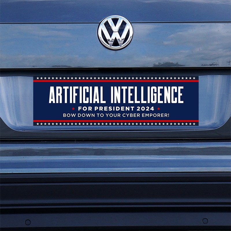 Artificial Intelligence Bumper Sticker on a gray car