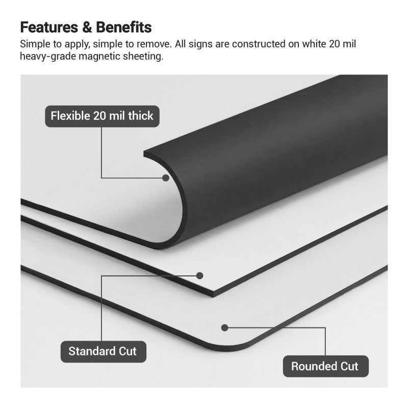Infographic: custom car magnet signs made from 30 mil heavy-grade magnetic sheeting, weatherproof and removable