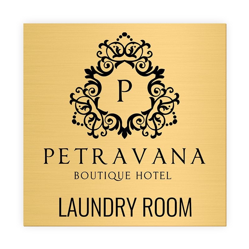 Hotel Example of the Pick Your Size Custom Horizontal Engraved Brass Sign