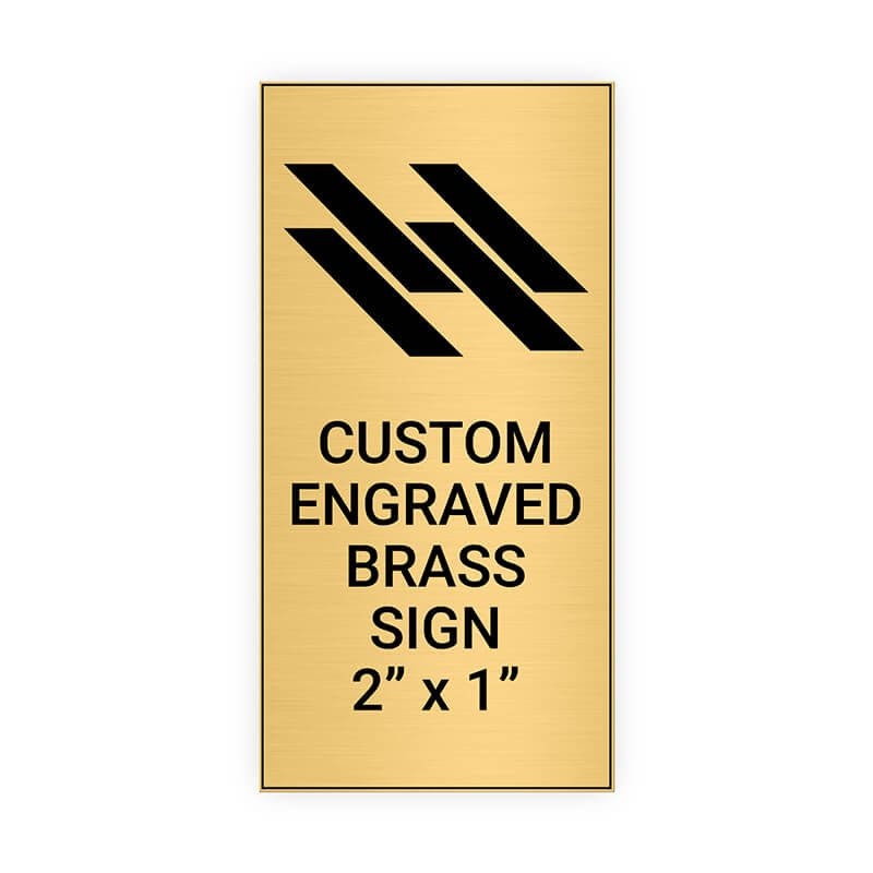 Vertical Engraved Heavy Brass Signs 2" x 1"