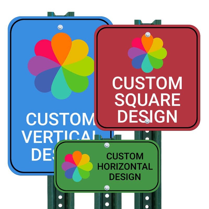 Various Full Color Aluminum Signs Mounted on a Sign Post