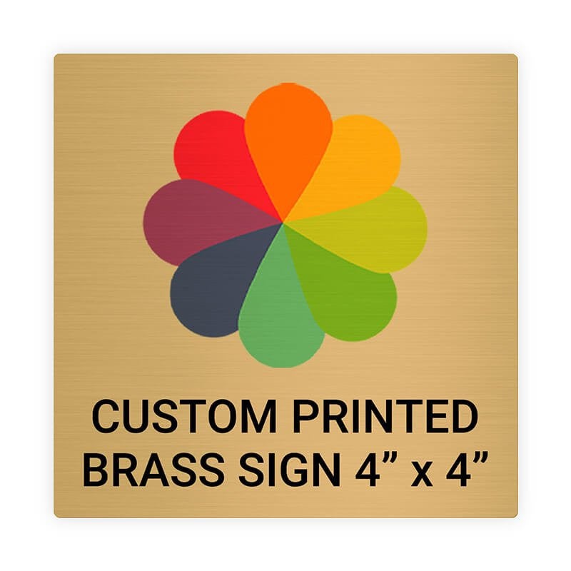 Square Full Color Brass Signs 4" x 4"