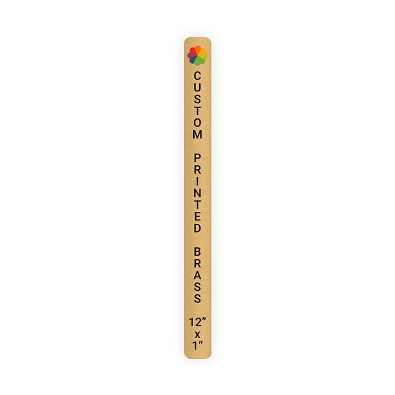 Vertical Full Color Brass Signs 12" x 1"