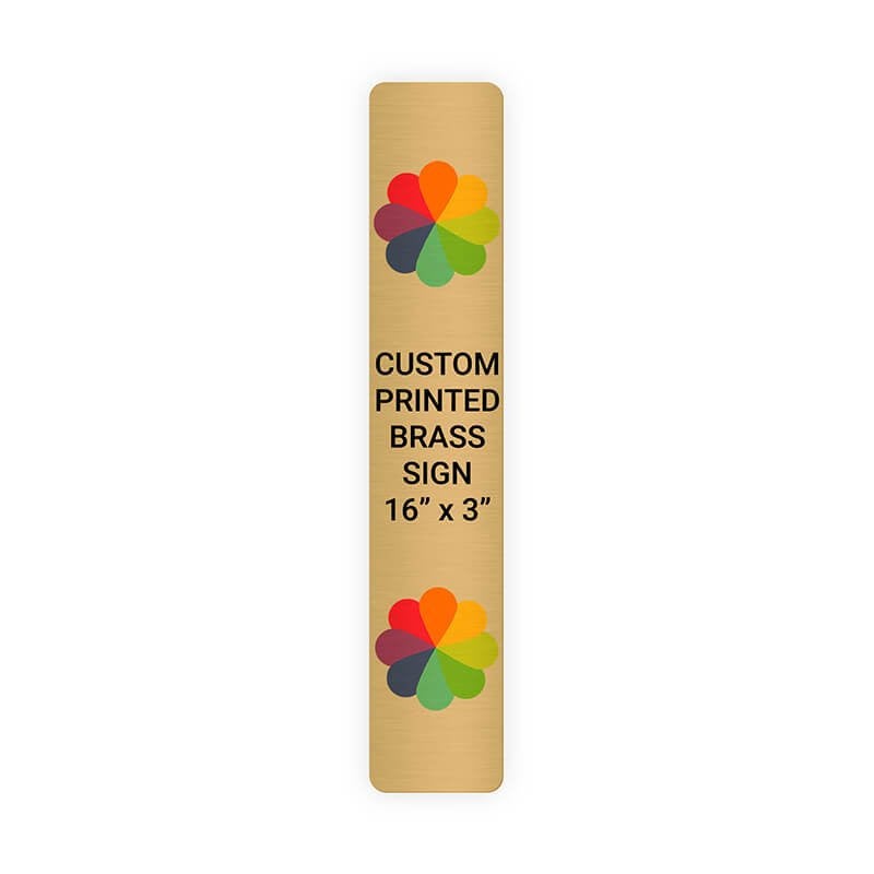 Vertical Full Color Brass Signs 16" x 3"