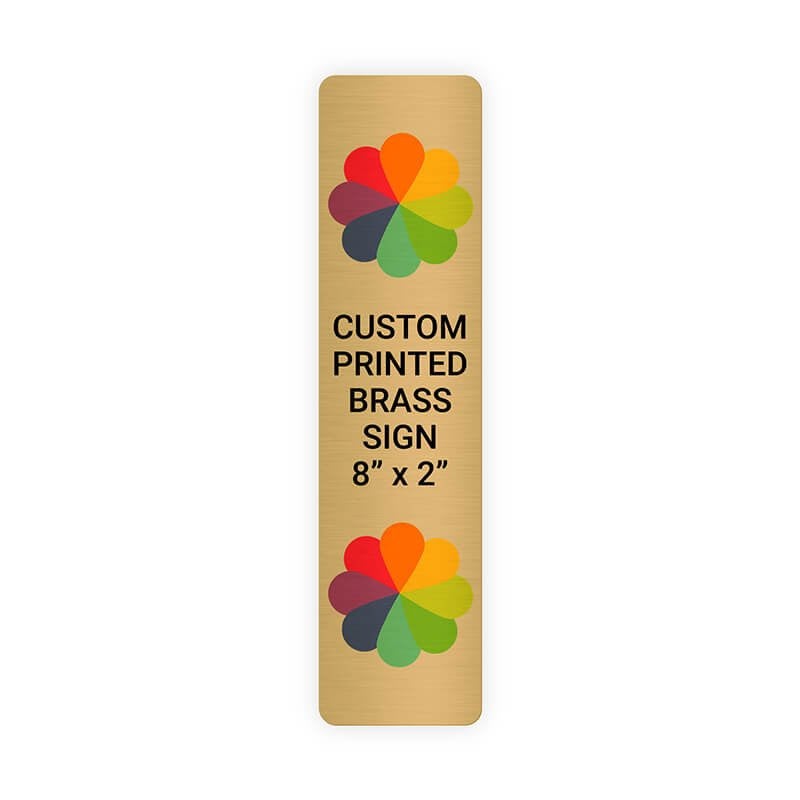 Vertical Full Color Brass Signs 8" x 2"
