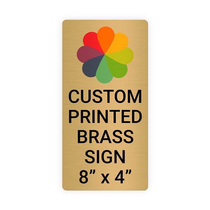 Vertical Full Color Brass Signs 8" x 4"
