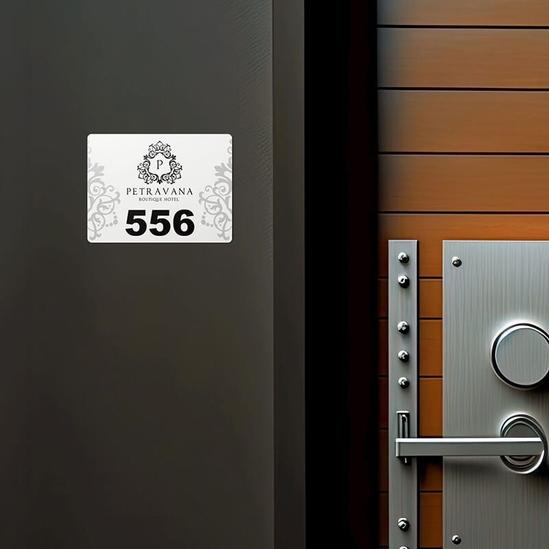 3"x4" Custom Plastic Sign for a Hotel Room Number 