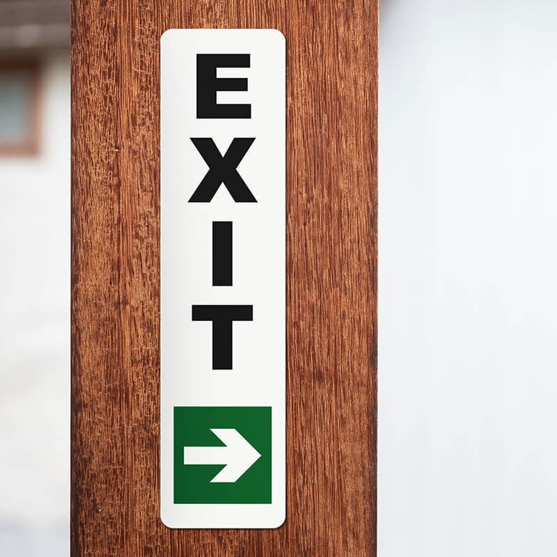 8" x 2" custom plastic sign for an exit