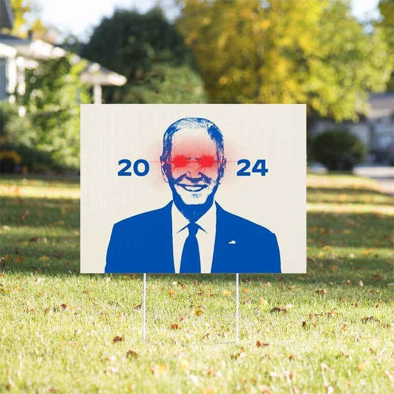 Dark Brandon Yard Sign in a Sunny Yard