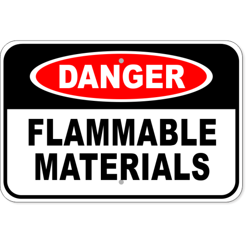 Danger Flammable Materials Aluminum Sign | 12" x 18"