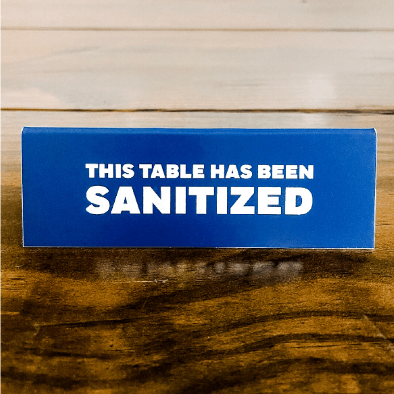 This Table Has Been Sanitized Bold Engraved Table Top Sign