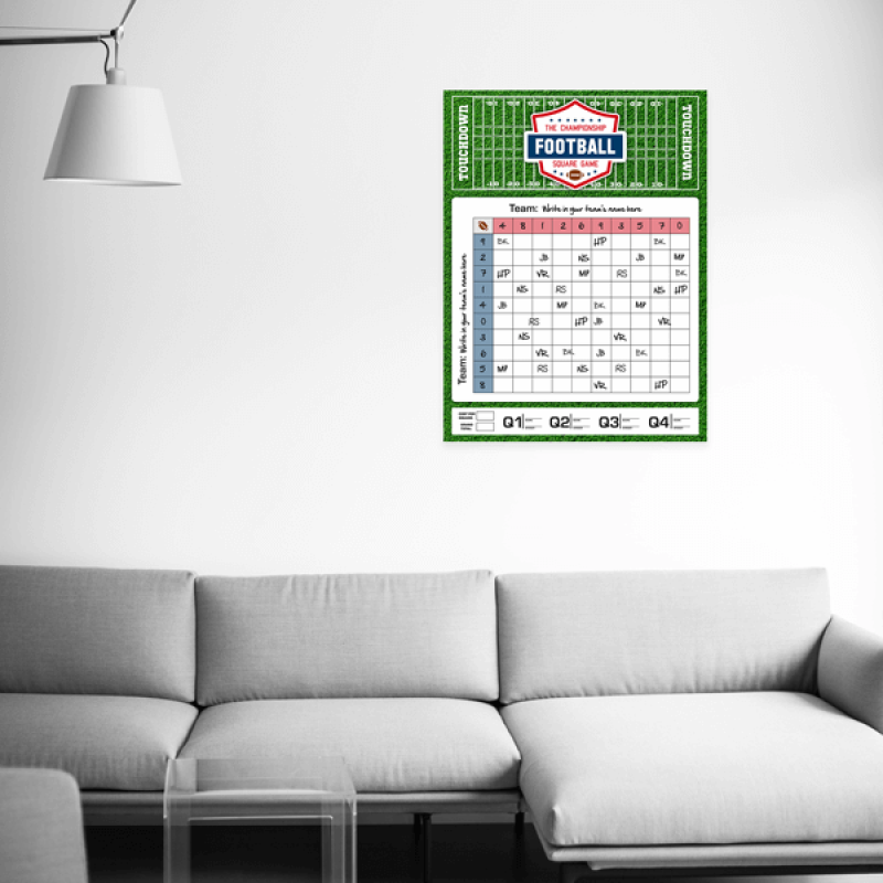 Blank Football Squares Game in House Setting