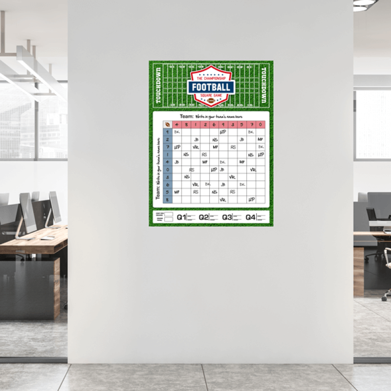 Blank Football Squares Game In Office Setting