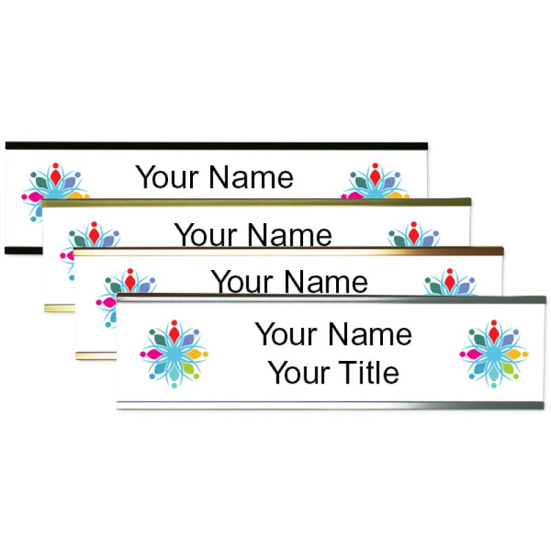 Full Color Desk Plate with Double Logo and Aluminum Holder