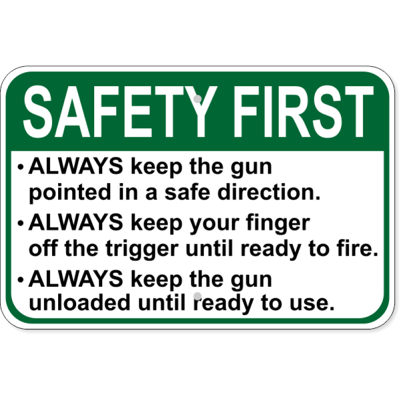 Gun Safety First Aluminum Sign | 12" x 18"