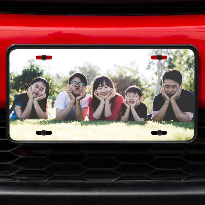 Upload Your Family Photo Custom Front License Plate on Entire Car Lifestyle Image
