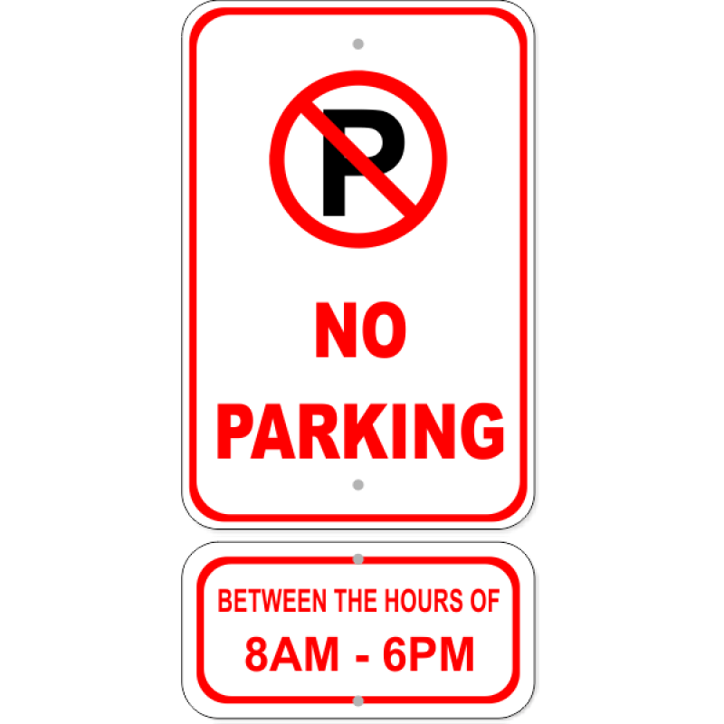 No Parking Hours Aluminum Sign Bundle