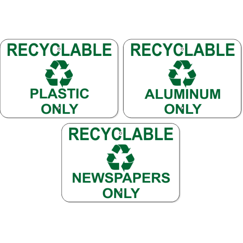Plastic / Aluminum / Newspaper Only Aluminum Sign Pack