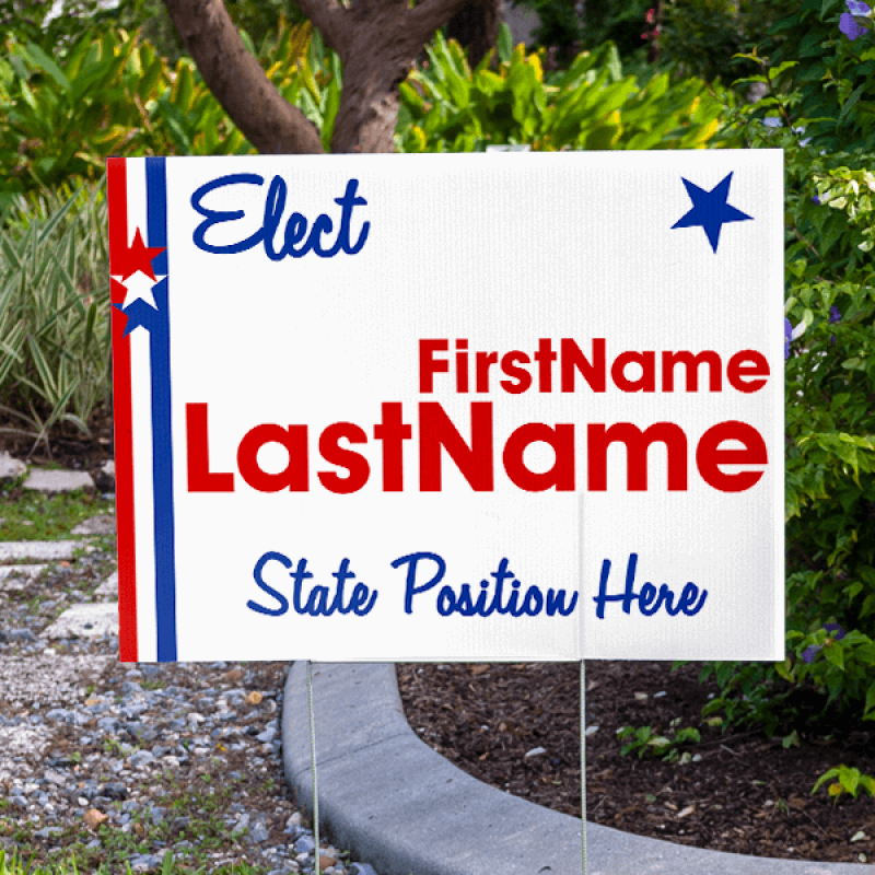 Stars & Stripes Election Yard Sign Next to Pavement