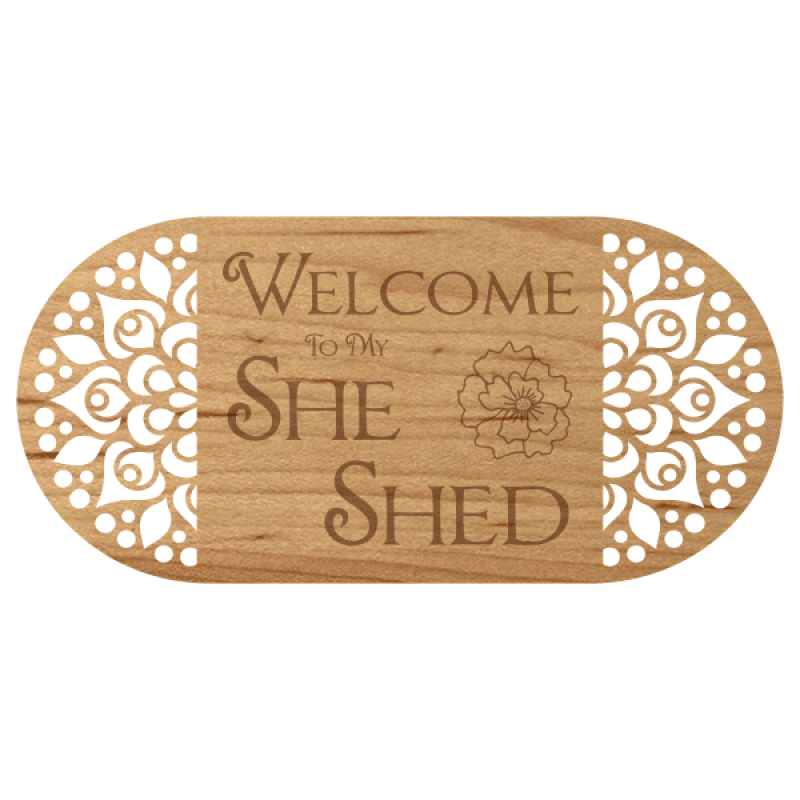 She Shed Floral Vintage Wooden Sign | 6" x 12"