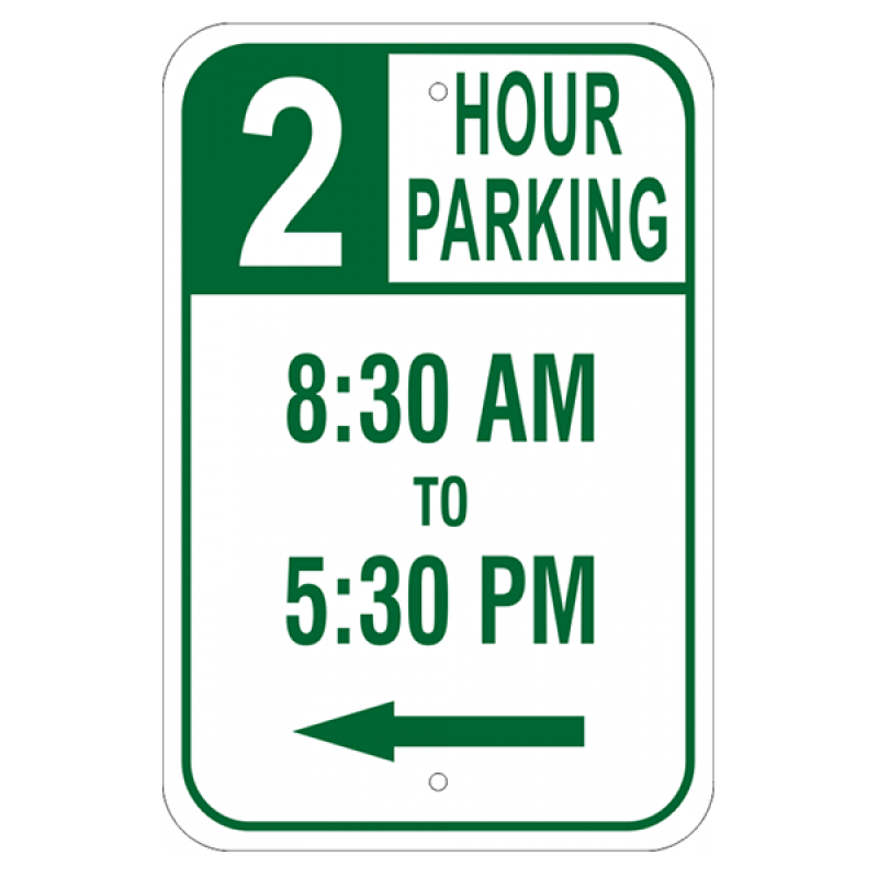 Timed Parking Sign with Left Arrow | 18" x 12"