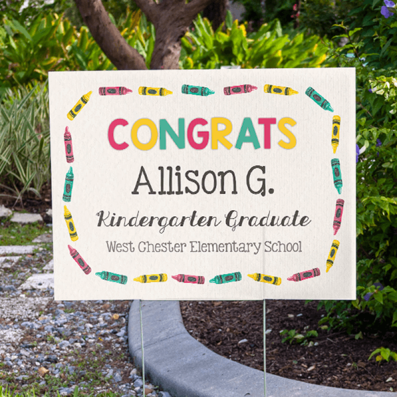 Congrats Kindergarten Graduation Yard Sign in Yard