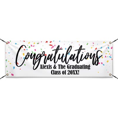 Personalized Confetti Graduation Banner With Strings