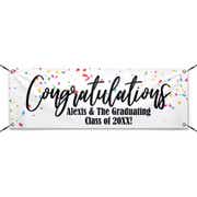 Personalized Confetti 2" x 6" Graduation Banner