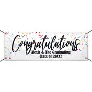 Personalized Confetti 2" x 6" Graduation Banner