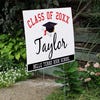 Class Diploma Graduation Yard Sign Next to Stairs