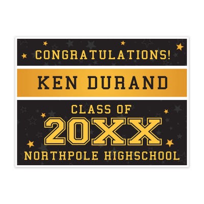 Gold Stars Graduation Yard Sign