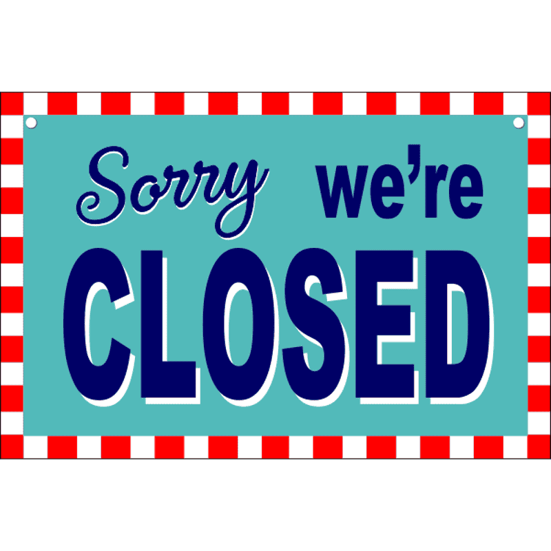 Open Closed Checker Border Vinyl Sign - Closed Side
