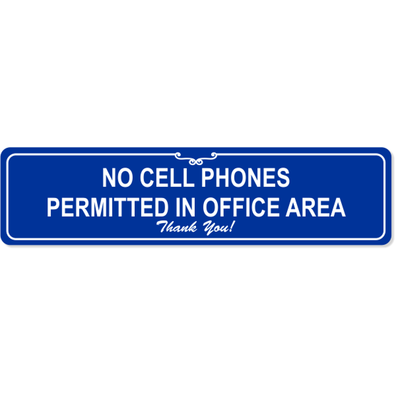Office Cell Phone Engraved Plastic Sign | 2" x 8"