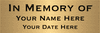 In Memory Of Brass Plates | 2" x 6"