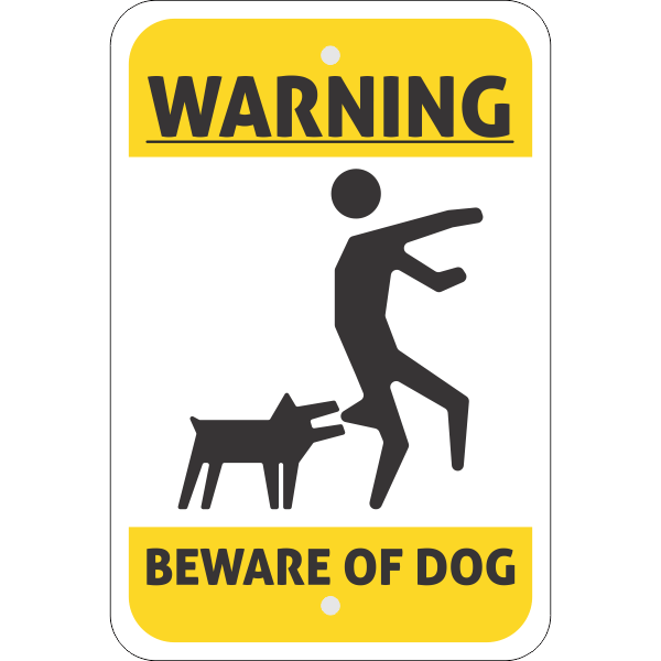 Illustrated Beware of Dog Vertical Sign - Custom Signs