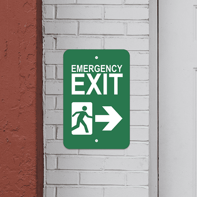 Mounted Vertical Right Arrow Emergency Exit Sign