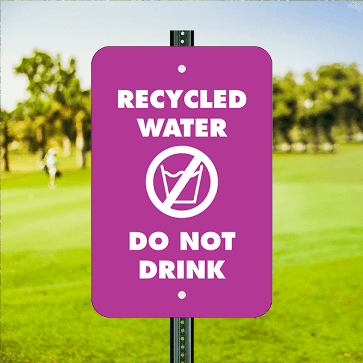 Mounted Vertical Do Not Drink Recycled Water Sign