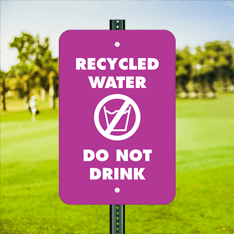 Mounted Vertical Do Not Drink Recycled Water Sign