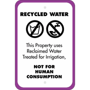 Vertical Not For Human Consumption Recycled Water Sign