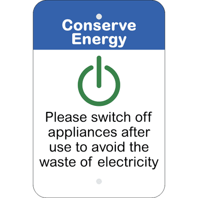Vertical Appliances Off Conserve Energy Sign