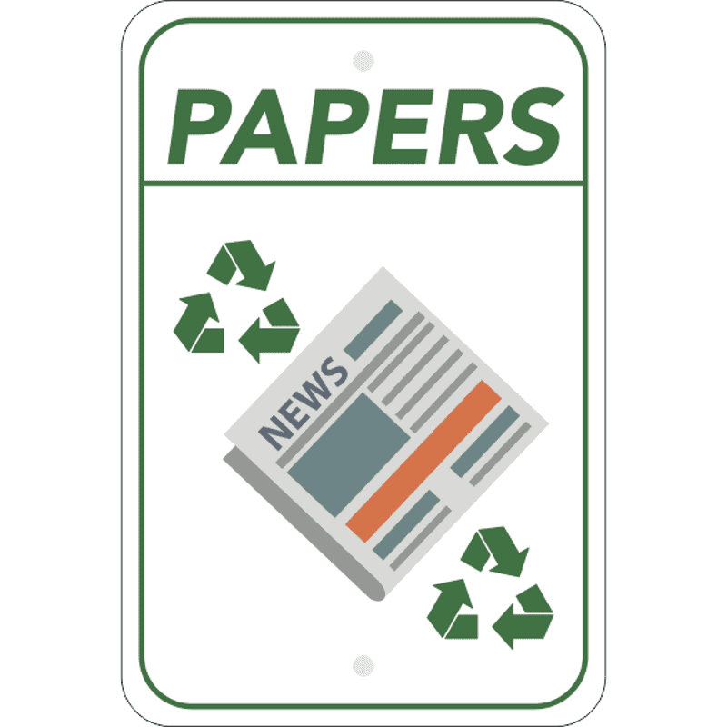 Vertical Paper Recycling Sign