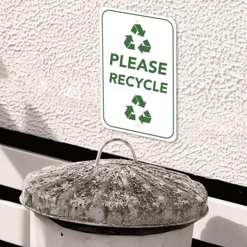 Mounted Vertical Please Recycle Sign