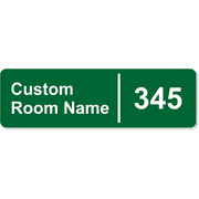 Raised Letters Scroll Corner 3" x 10" Room Name and Number Sign