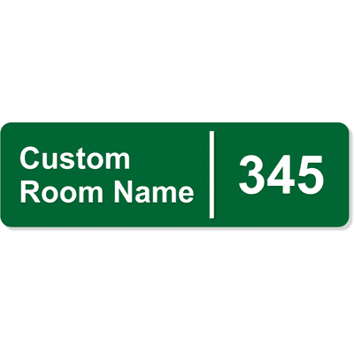 Room Name and Number Sign with Raised Lettering - 3" x 10"