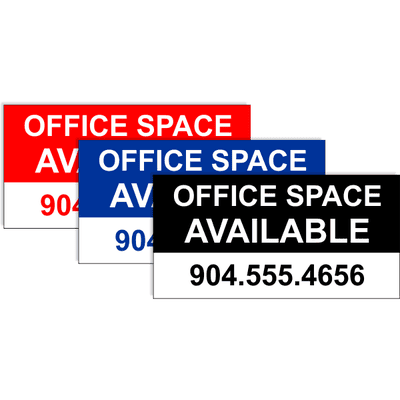 Custom Phone Number 3' x 6' Office Space Banner  - alternate view