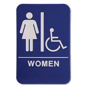 Blue Women's Handicap 9" x 6" ADA Braille Restroom Sign