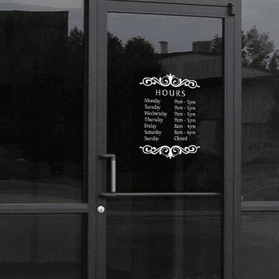 Hours of Operation Die Cut Vinyl Decal | 16" x 12" - alternate view