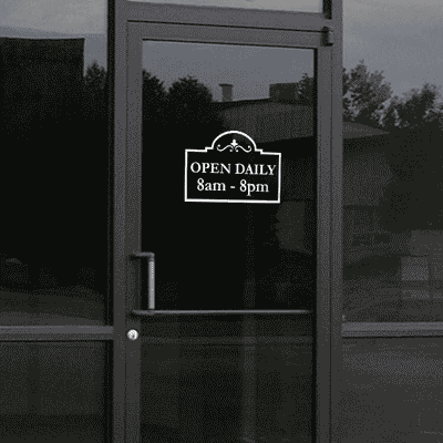 8" x 12" Open Daily Business Hours Die Cut Decal - alternate view