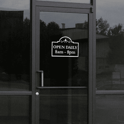 8" x 12" Open Daily Business Hours Die Cut Decal - alternate view